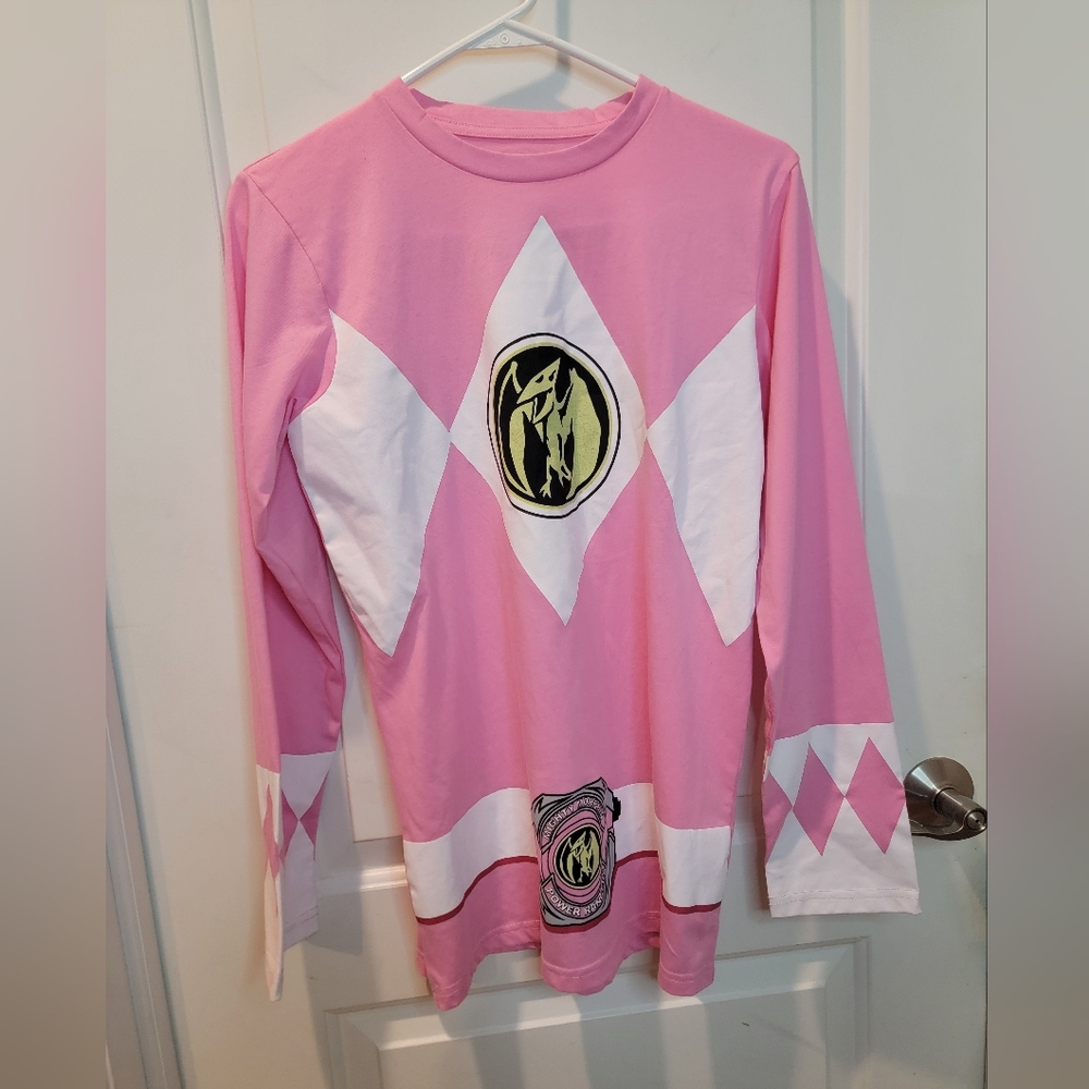 Pink Mighty Morphin Power Rangers Long Sleeve Shirt Size Small
